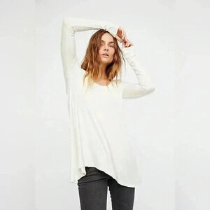 FREE PEOPLE January Ribbed Tee Ivory NWT